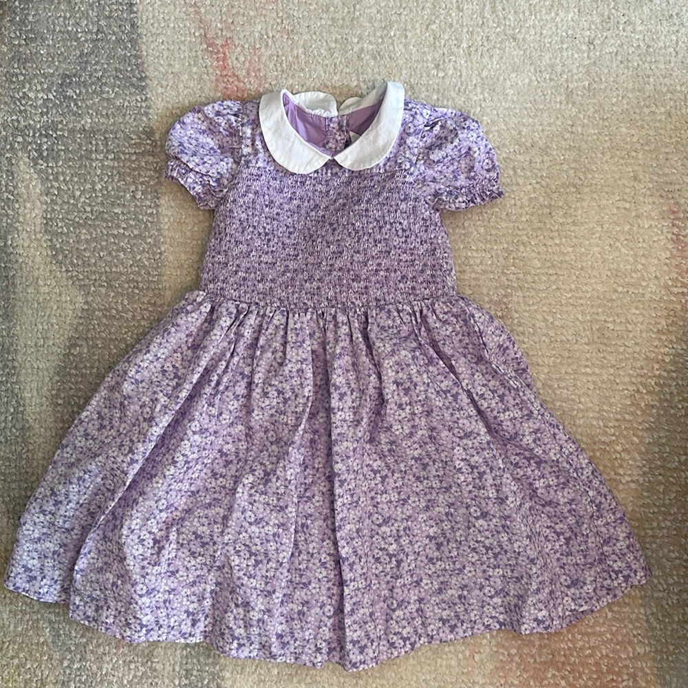Janie & Jack Purple Floral Smocked Charlotte Dress - size 3T